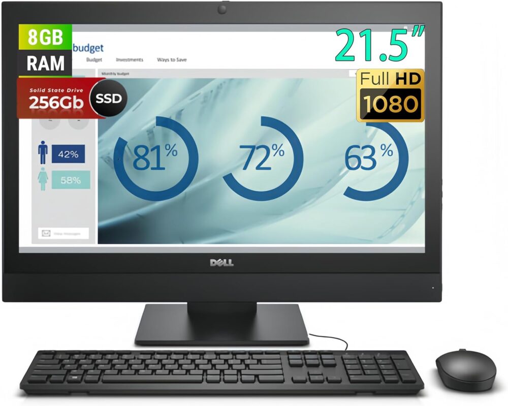 Dell OptiPlex 5250 All-in-One Desktop Computer, 21.5" FHD(1920x1080), Intel G4560 3.5GHz, 8GB RAM, 256GB SSD, Keyboard&Mouse, WiFi, Windows 10 pro(Renewed) - Image 2