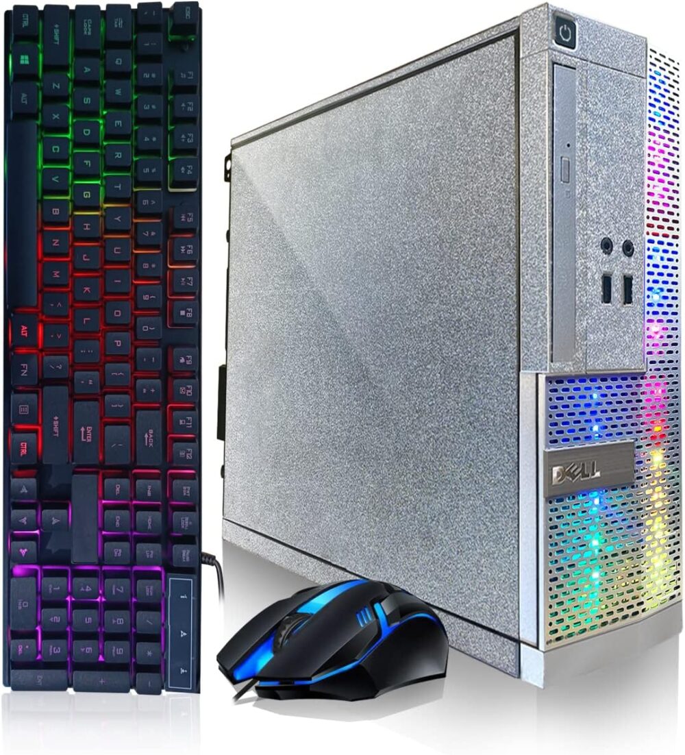 Dell PC Treasure Box RGB Desktop Computer Intel Quad Core I5 up to 3.6G, 16G, 512G SSD, WiFi & Bluetooth, RGB Gaming PC Keyboard & Mouse, DVD, Windows 10 Pro (Renewed) (Moonlight Silver) - Image 2