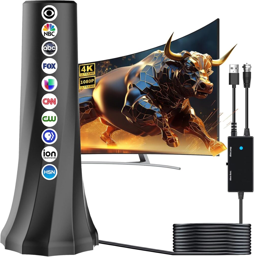 Digital Antennas for Smart TV 1800+ Miles Range,HD Antennas for Local Channels with Amplifier and Signal Booster,Antenna Indoor Outdoor Support 8K 4K 1080p All TVs-25FT Coax Cable TV Antennas - Image 2