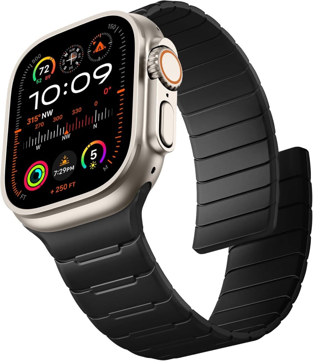 Easuny Sport Magnetic Band Compatible with Apple Watch Ultra 2/Ultra Band for Men 49mm 46mm 45mm 44mm 42mm, Silicone Waterproof Loop Strap for iWatch Series SE 10 9 8 7 6 5 4 3 2 1 - Image 2