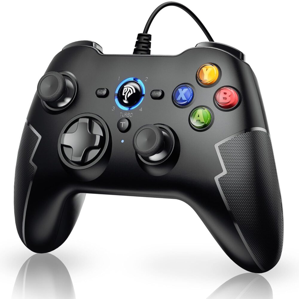 EasySMX Wired Gaming Controller,PC Game Controller Joystick with Dual-Vibration Turbo and Trigger Buttons for Windows PC/ PS3/ Android TV Box/Tesla(Black) - Image 2