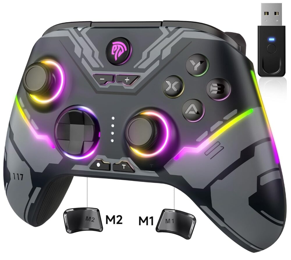 EasySMX X15 PC Controller - Enhanced Wireless Bluetooth Controller with Hall Joysticks/Hall Triggers/RGB Lighting - No Stick Drift, No Dead Zone - Work for Windows PC, Android, Steam and Switch - Image 2