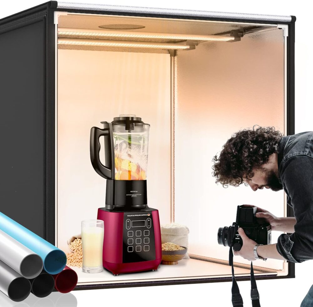 FOSITAN Bi-Color Dimmable Photo Light Box Kit, 32x32 inch/80x80 cm Photo Studio Photography Photo Box Kit 2 Led Light Bars 252 LED Light Beads Tabletop Professional Shooting Tent with 5 Backdrops - Image 2