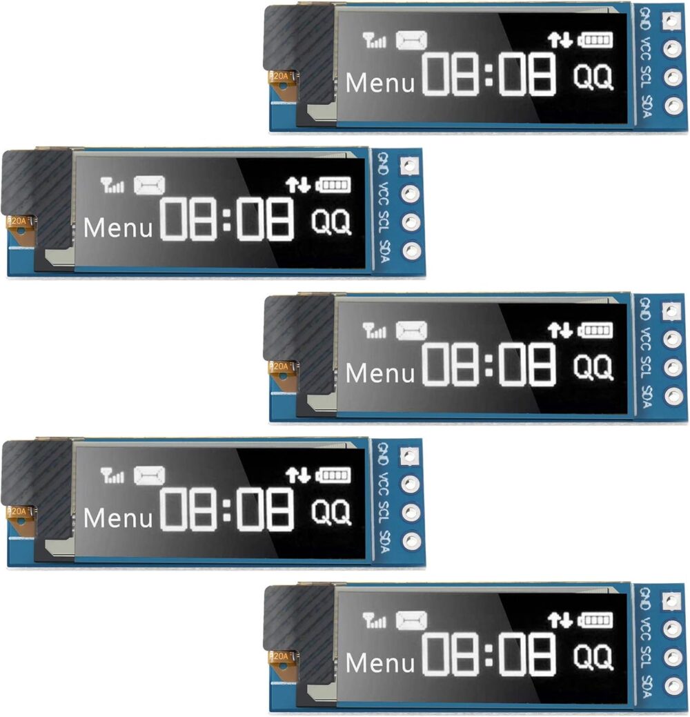 Frienda 5 Pieces I2C Display Module 0.91 Inch I2C OLED Display Module I2C OLED Screen Driver DC 3.3V to 5V(White Display Color) - Image 2