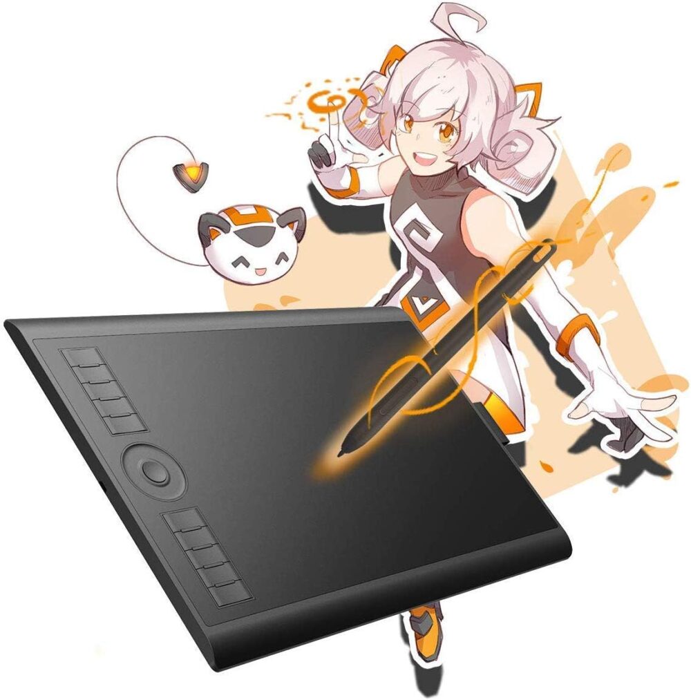 GAOMON M10K Drawing Tablet, 10x6 inch Large Graphics Tablet with Touch Ring, 8192 Levels Battery-Free Stylus, 10 Hot Keys, Art Tablet for Design, Writing, Editing, Work with Mac, Windows, Android - Image 2