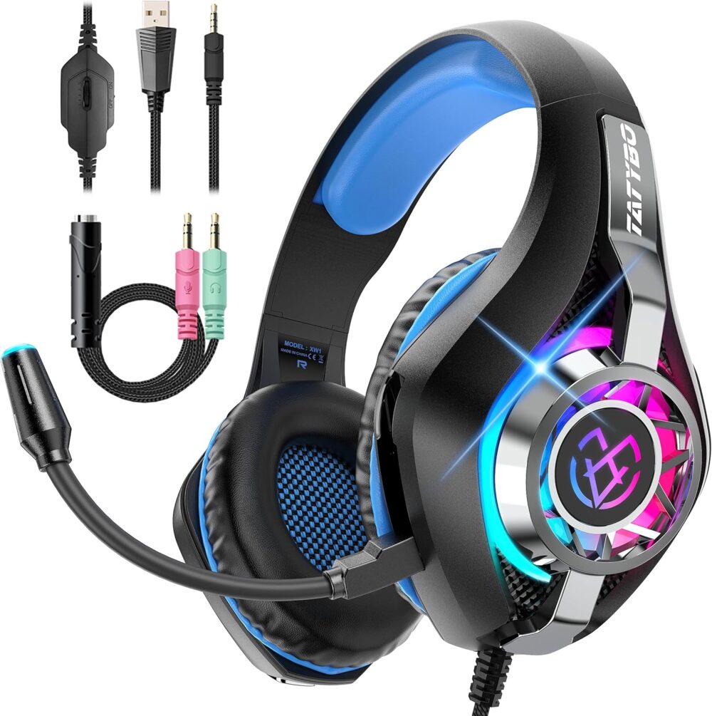 Gaming Headset for PC, Ps5, Switch, Mobile, Gaming Headphones for Nintendo with Noise Canceling Mic, Deep Bass Stereo Sound - Image 2