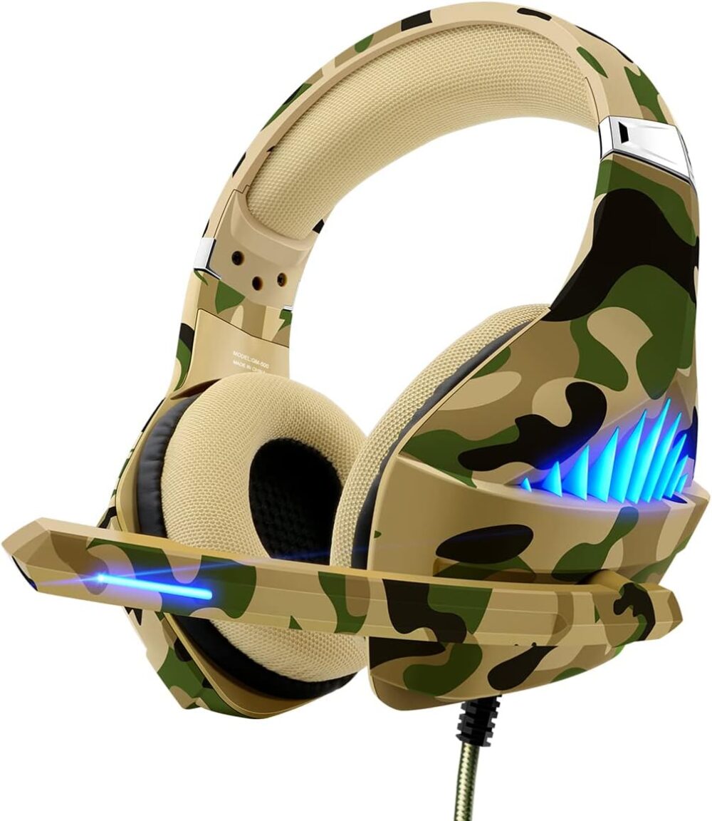 Gaming Headset for PS5 PS4 Xbox ONE Switch PC with Noise Cancelling Over-Ear Stereo Bass Surround Sound Gaming Headphone -Camo - Image 2