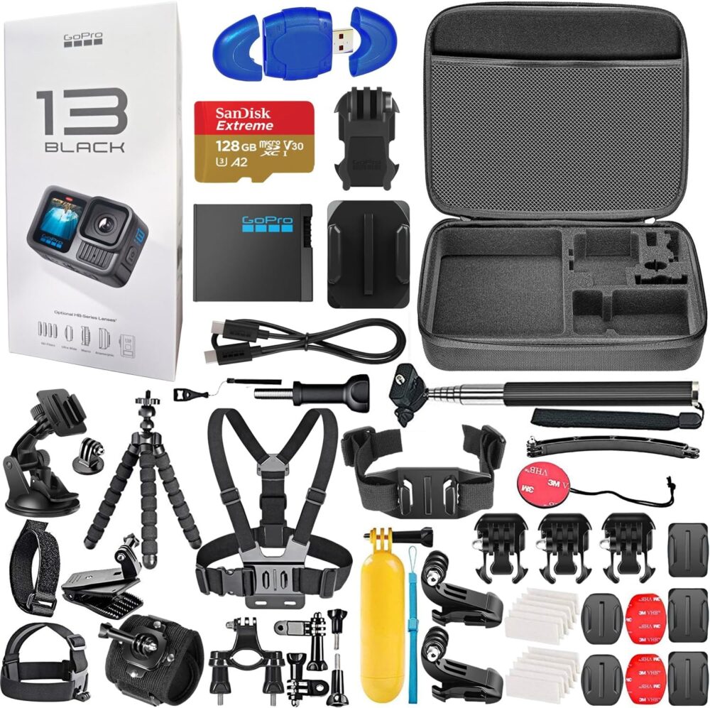 GoPro HERO13 (Hero 13) Black - Waterproof Action Camera with 5.3K Ultra HD Video, 27MP Photos, Live Streaming, Webcam, Stabilization + 128GB Card, 50 Piece Accessory Kit - Bundle - Image 2
