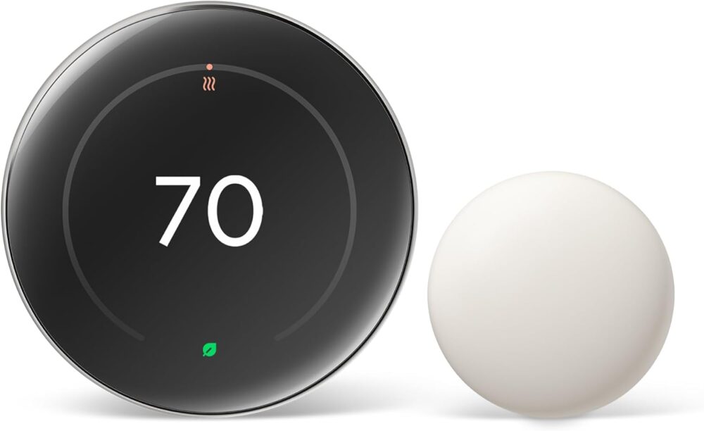 Google Nest Learning Thermostat (4th Gen, 2024) with Nest Temperature Sensor - Energy Saving Smart Thermostat - Works with Alexa, Apple HomeKit and Google Home App - Polished Silver - Image 2