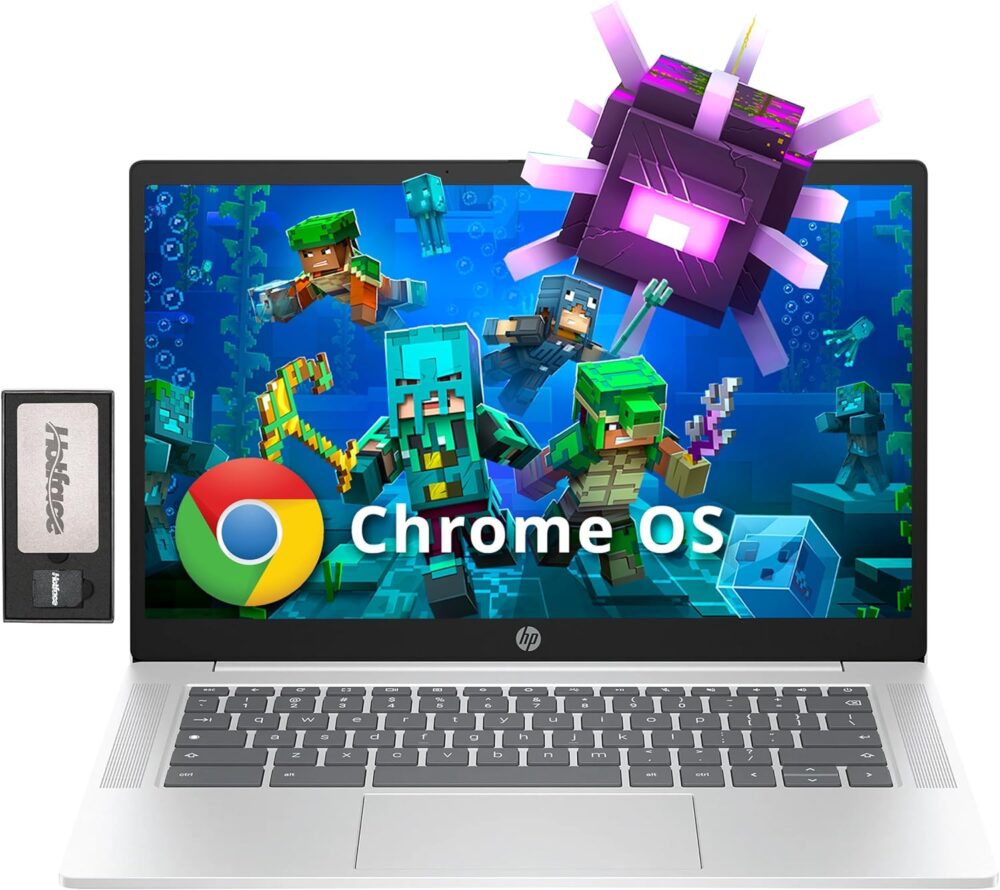 HP 14" HD Anti-Glare Chromebook Laptop, Intel N200 Processor, 4GB LPDDR5, 288GB Storage (128GB eMMC+160GB Docking Station Set), Intel UHD Graphics, Wi-Fi 6, Webcam, Chrome OS, Silver - Image 2