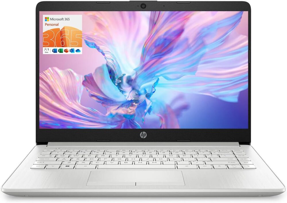HP Portable Laptop, Student and Business, 14" HD Display, Intel Quad-Core N4120, 16GB DDR4 RAM, 64GB eMMC, 1 Year Office 365, Webcam, RJ-45, HDMI, Wi-Fi, Windows 11 Home, Silver - Image 2