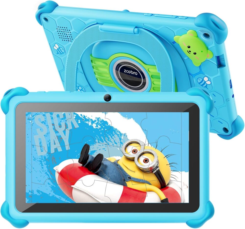 Kids Tablet 7 inch Toddler Children's Learning Tablet with WiFi Durable Case 32GB Android System WiFi YouTube, GMS, Parental Control, Dual Camera for Boys Girls Educational Games Preinstalled, Blue - Image 2