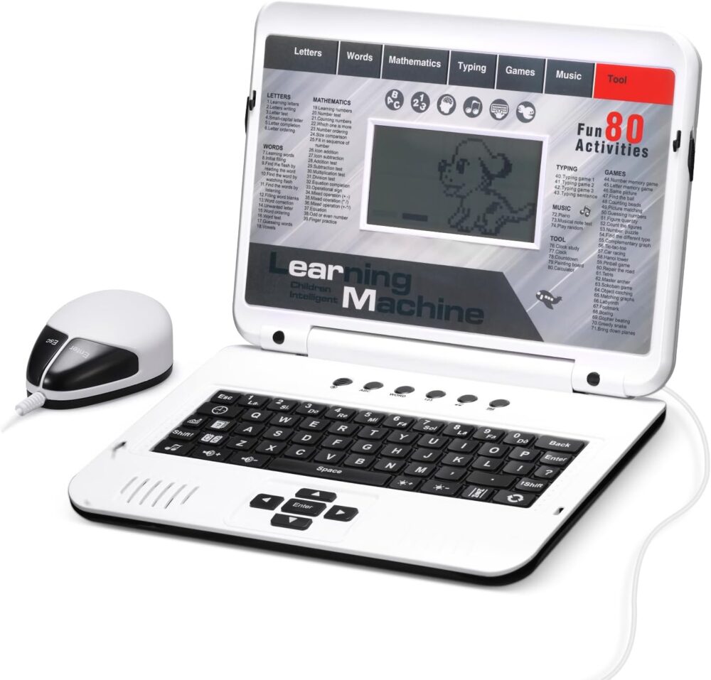 LESHITIAN Kids Laptop - 80 Learning Modes to Learn Alphabet, Words, Mathematics, Play Games and Music - Toy for Children Ages 5+ - Image 2