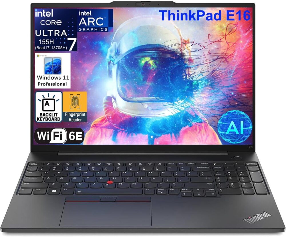 Lenovo ThinkPad E16 G2 16" FHD+ Business Laptop Computer, Intel 16-Core Ultra 7 155H (Beat Ultra 7 255U), Arc Graphics, 64GB DDR5 RAM, 2TB PCIe SSD, WiFi 6E, Backlit KB, FR, Windows 11 Pro, AZ-XUT - Image 2
