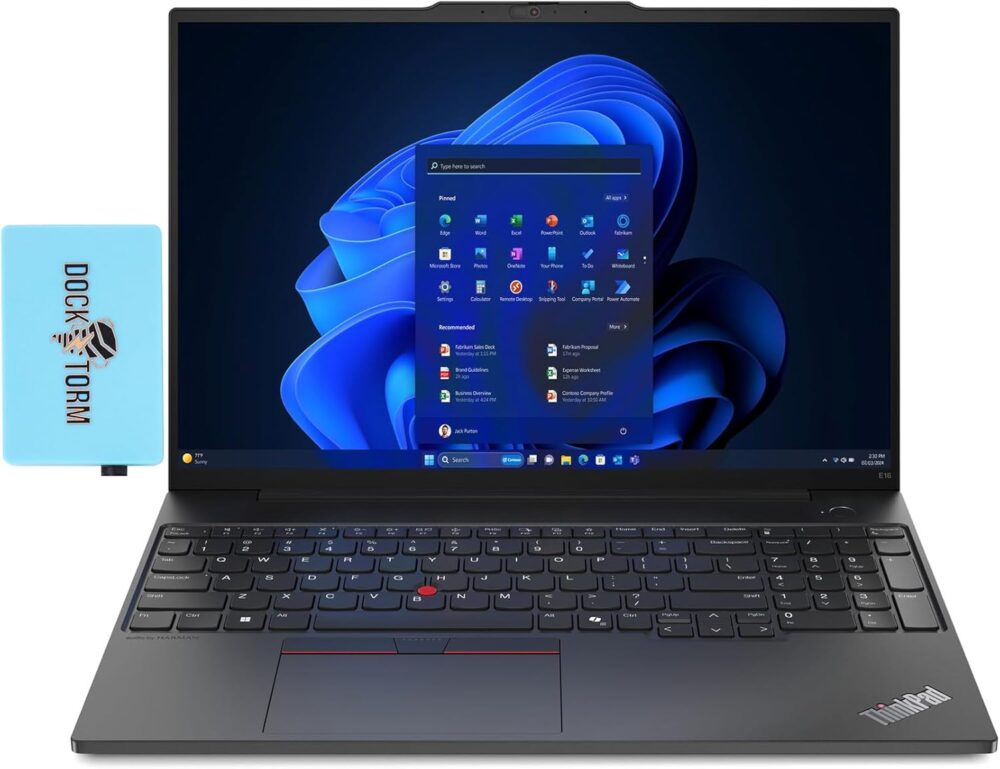 Lenovo ThinkPad E16 Gen 1 Business Laptop 16.0" WUXGA IPS Display 300 nits (AMD Ryzen 5 7530U 6-Core 2.00GHz, 16GB RAM, 512GB PCIe SSD, AMD Radeon, Backlit KYB, FP, WiFi 6, Win11Pro) w/Dockztorm Hub - Image 2