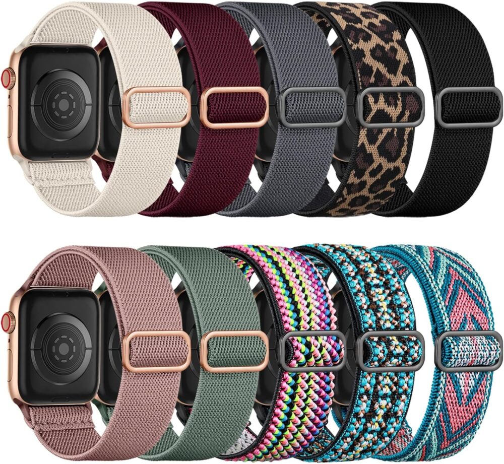 Maledan 10 Pack Stretchy Solo Loop Compatible with Apple Watch Band 40mm 38mm 41mm 42mm 44mm 45mm 46mm 49mm Women Men,Soft Nylon Elastic Strap Wristband for iWatch Series 10 9 8 7 6 5 4 3 2 1 SE Ultra - Image 2
