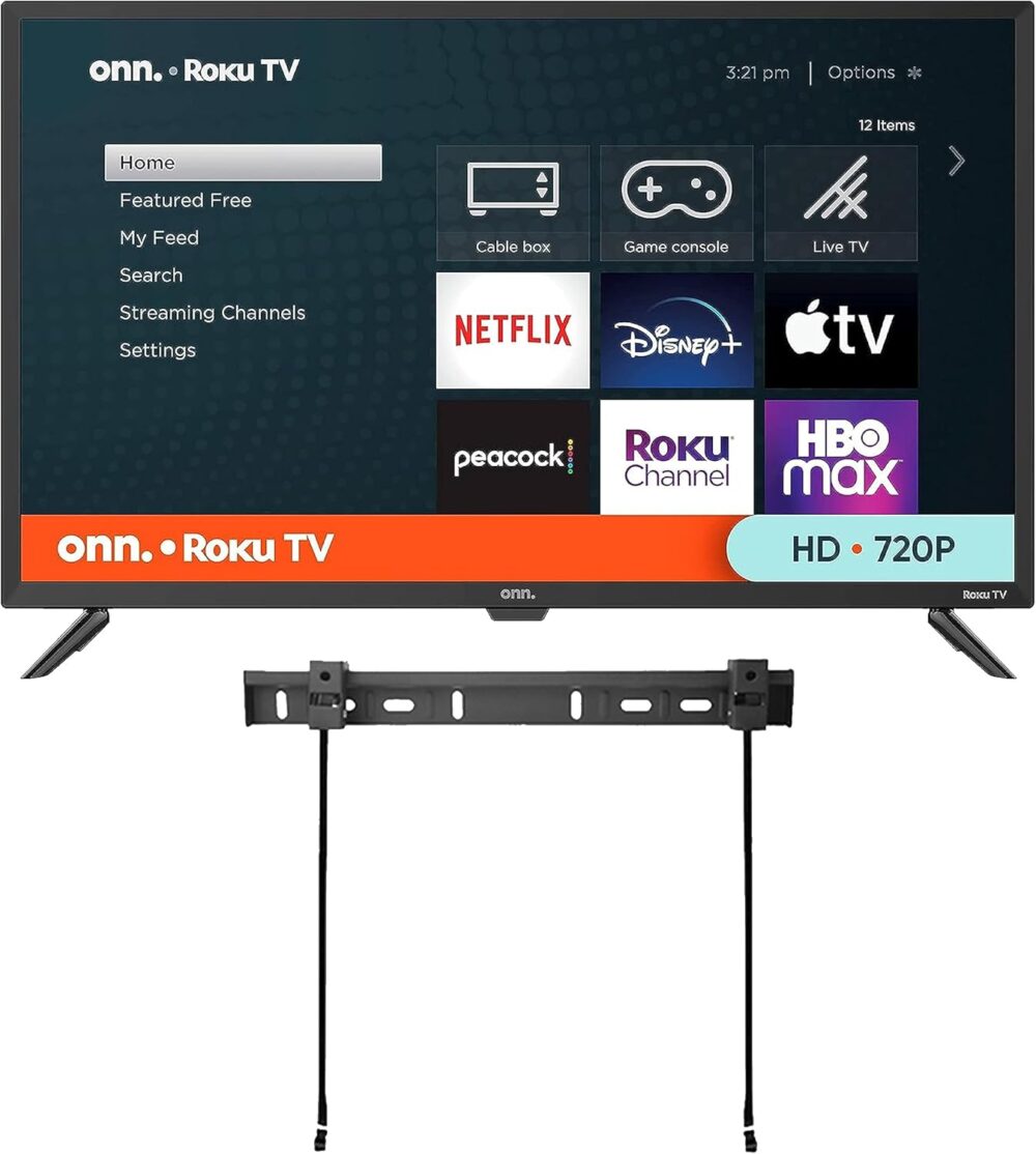 ONN 32-inch Roku Smart TV LED + Free Wall Mount with Wi-Fi Connectivity and Mobile App | Flat Screen TV Compatible with Apple Home Kit | Alexa and Google Assistant (Renewed) - Image 2