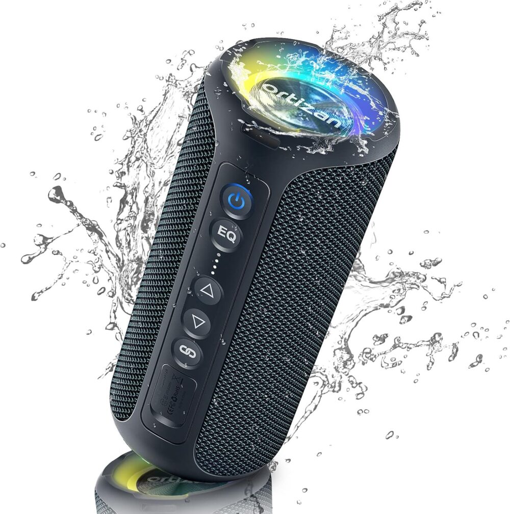 Ortizan Bluetooth Speakers, Portable Wireless Stereo Speaker - IPX7 Waterproof, 40W Loud Sound, Dual Pairing, Deep Bass, LED Light, Bluetooth 5.3, for Home/Shower/Outdoor/Beach, Gifts for Adult, Navy - Image 2