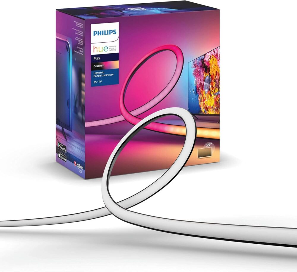 Philips Hue Play Gradient 55" Smart TV Light Strip - Flowing Multicolor LED Color-Changing TV BackLight - Sync with TV, Music, and Gaming - Requires Bridge and Sync Box - Control with App or Voice - Image 2
