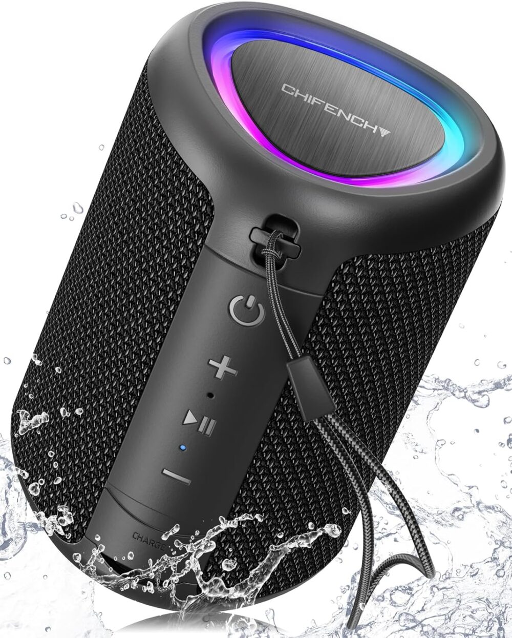 Portable Bluetooth Speaker with Lights, Powerful Crystal Clear Sound, IPX5 Waterproof, All Day Playtime, AUX&TF-Card Input, Bluetooth 5.3, TWS Paring, Small Wireless Speaker for Outdoor, Gift Ideas - Image 2