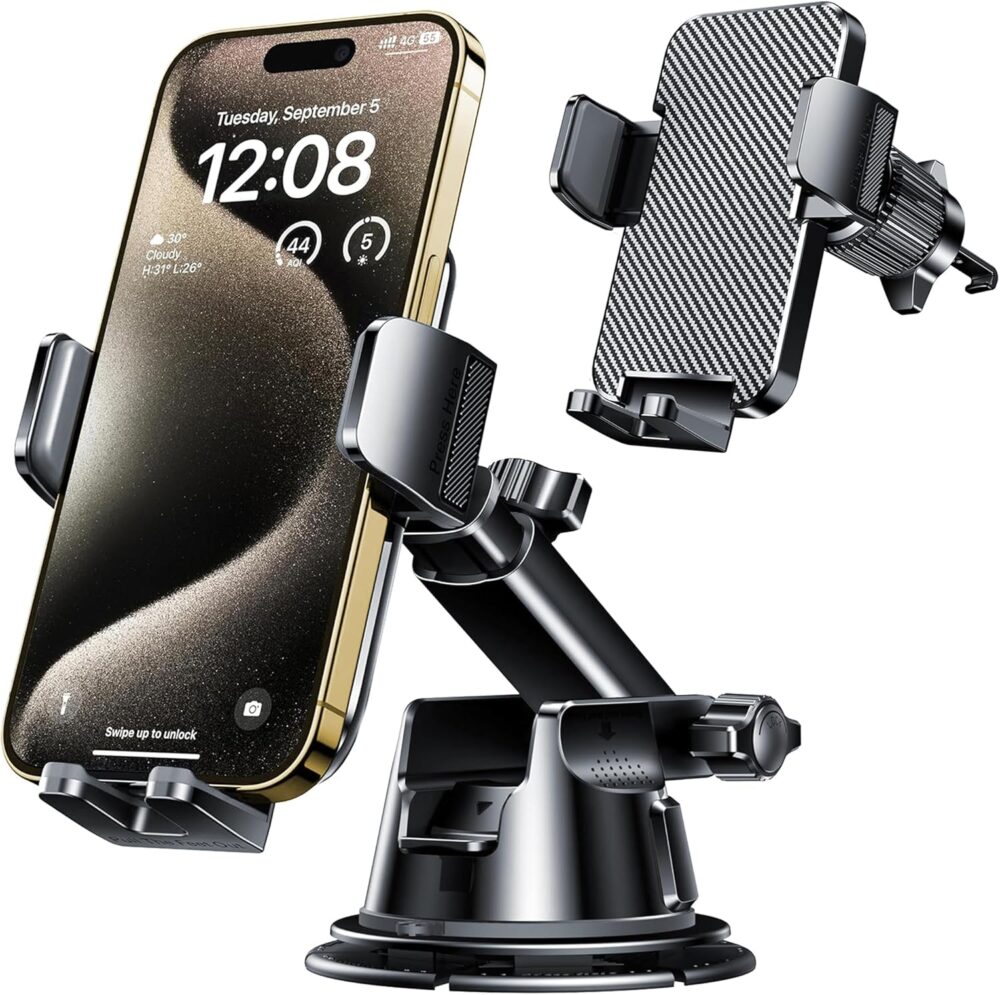 Qifutan Dash Mounted Holders Phone Holders for Your Car Phone Mount for Car Windshield Dashboard Air Vent Universal Hands Free Automobile Cell Phone Holder Fit for iPhone Smartphone - Image 2