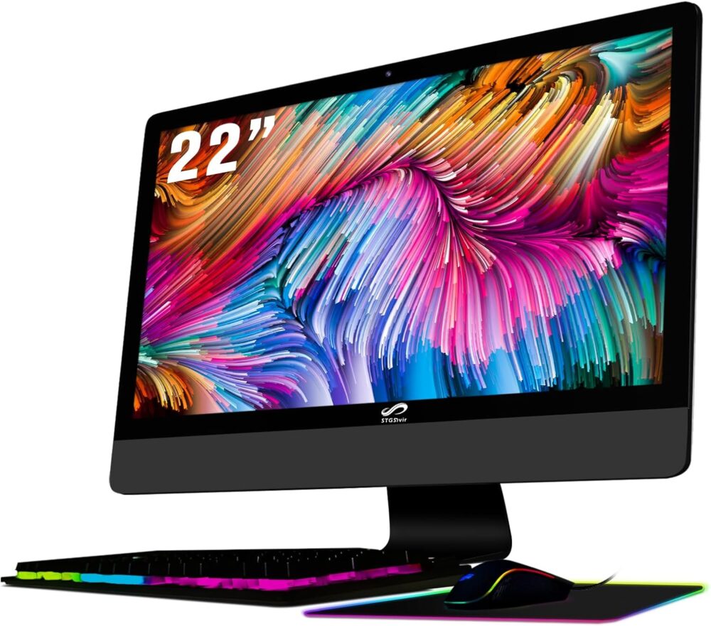 STGSivir All in One Desktop Computer, 22" FHD Display, Intel Core i5 up to 3.7G, 16G RAM, 512G SSD, WiFi, BT 5.0, RGB Keyboard & Mouse & Mouse Pad, Webcam, Windows 10 Home - Image 2