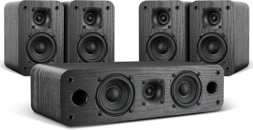 Saiyin 5.0 Home Theater System, 100w HiFi Surround Sound Speakers with Stereo Surround Sound and Classic Rretro Wood Grain for TV/PC, Passive, Amplifier or Receiver Required, Cable Not Included - Image 2