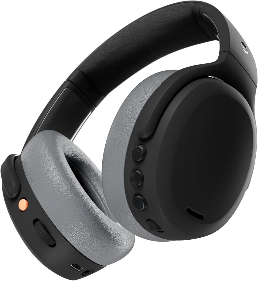 Skullcandy Crusher ANC 2 Wireless Over-Ear Bluetooth Headphones with Multi-Sensory Bass, Active Noise Cancelling, Up to 60 Hours Battery, Microphone for iPhone Android - Black/Asphalt - Image 2