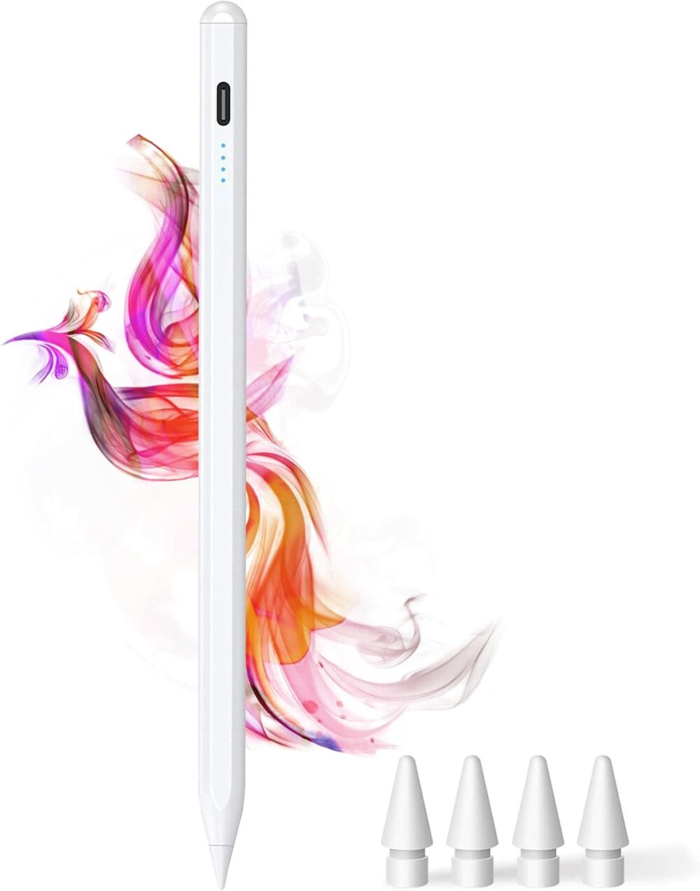 Stylus Pen for iPad 9th&10th - Type-c Charging Pencil for ipad Palm Rejection Active Pen Compatible with (2018-2025) Apple iPad 6/7/8/9/10/11(A16), Air 3/4/5/M2/M3, Mini 5/6, Pro 11"/12.9"/M4 (White) - Image 2