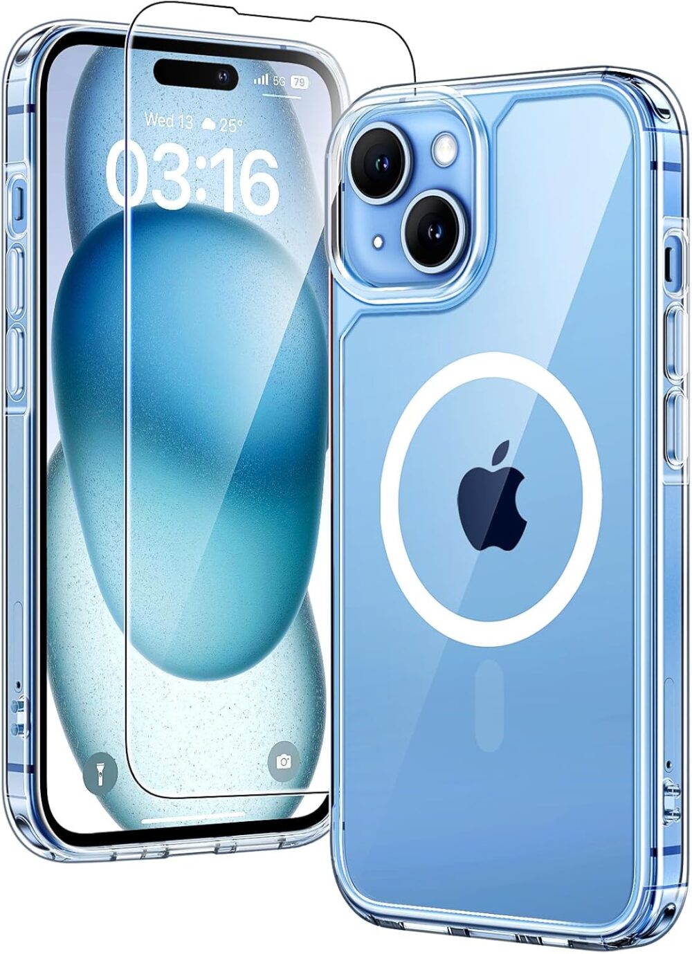 TAURI for iPhone 15 Case, [3 in 1] 1X Clear Case [Compatible with MagSafe] with 2X Screen Protector, [15 FT Military Grade Drop Protection] Shockproof Slim Phone Case for iPhone 15 - Image 2