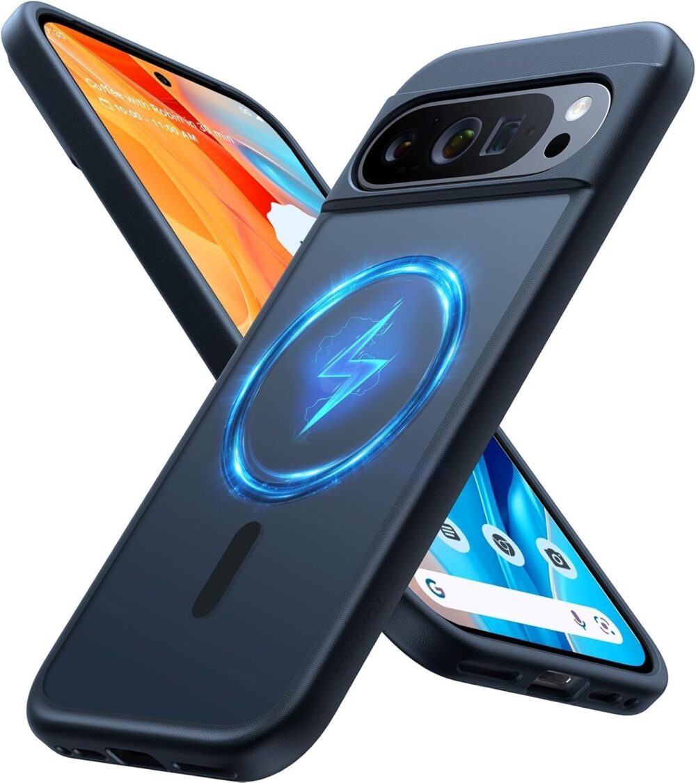 TORRAS Magnetic Shockproof for Google Pixel 9 Pro XL Case, [Fit for MagSafe][16FT Mil-Grade Drop Protection] Translucent Protective Anti-Fingerprint Anti-Scratch Case for Pixel 9 Pro XL, Black - Image 2