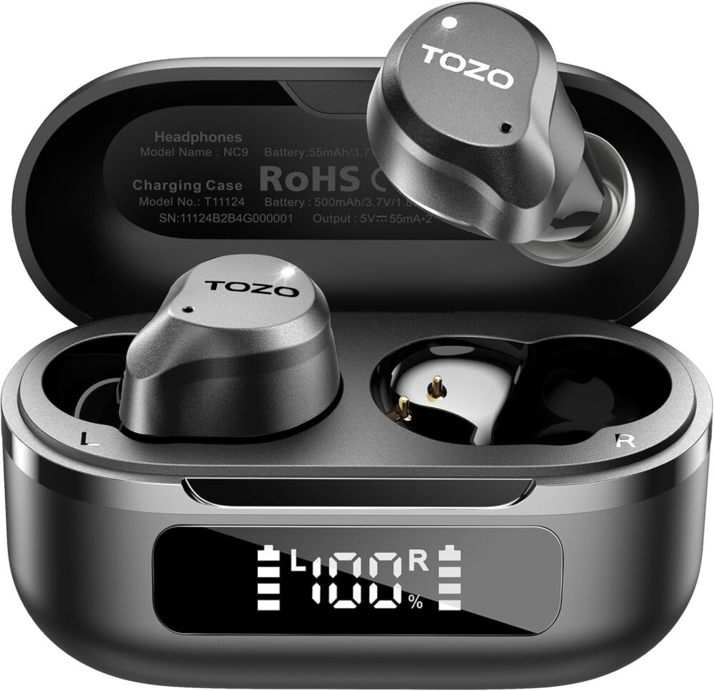 TOZO Hybrid Active Noise Cancelling Wireless Earbuds, 6 Mics ENC Clear Call, IPX8 Waterproof, in Ear Bluetooth 5.3 Headphones Stereo Bass Ear Buds 59H Playtime with LED Display 32 EQs via APP - Image 2