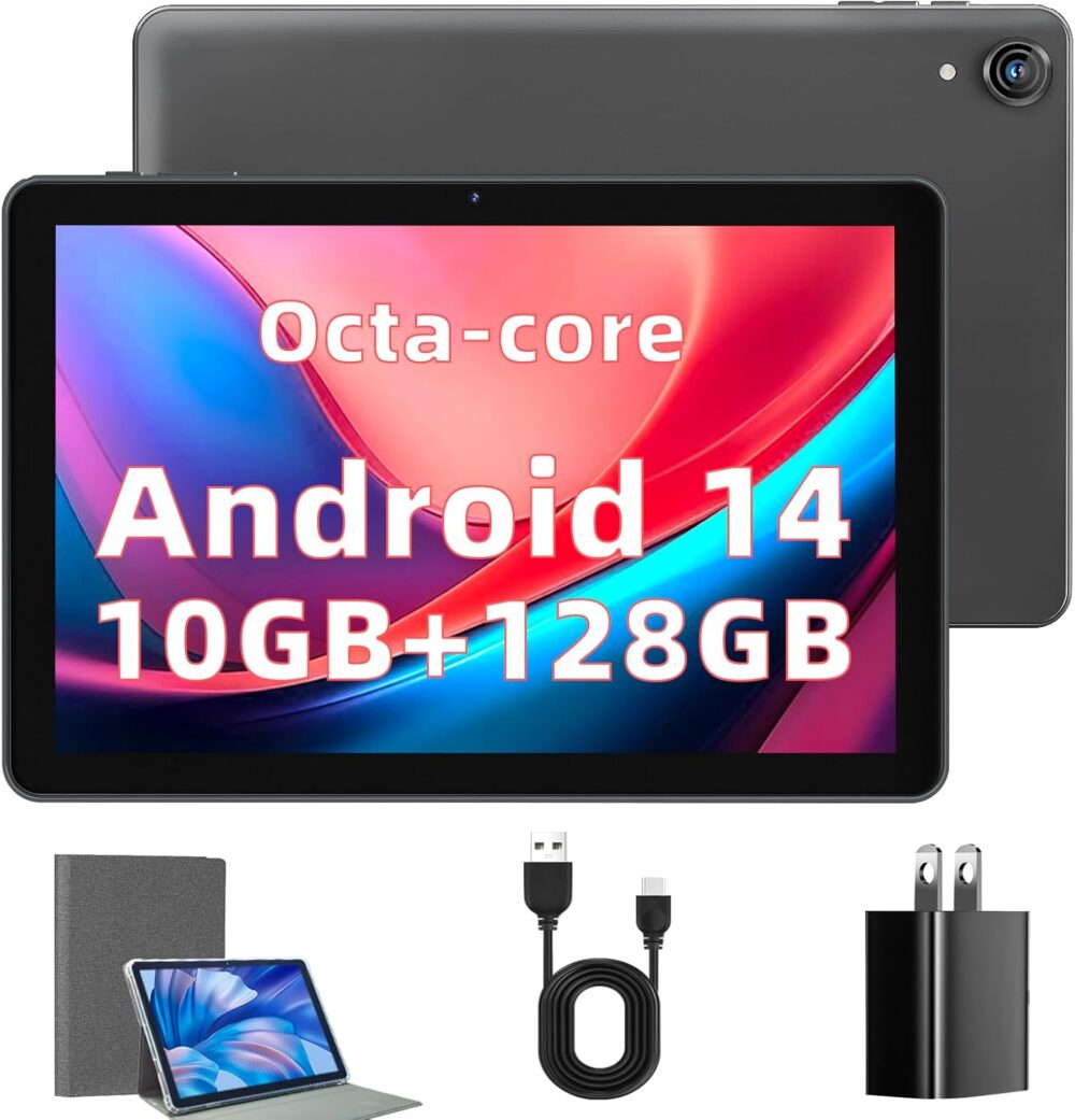Tablet 10 inch Android 14 Tablets, Octa Core 1280 * 800 IPS HD Display Android Tablet, 10GB RAM+128GB ROM(Expand to 1TB), Unisoc A523 CPU, 5G/2.4G WiFi, 5MP+8MP Camera - Image 2