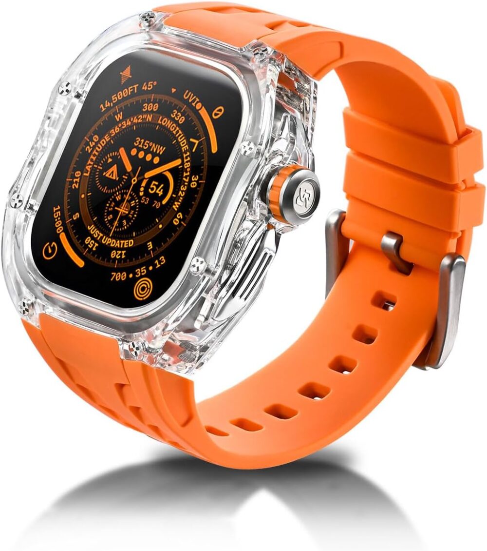 Translucent Designer Rugged Case and Band Compatible for Apple Watch Ultra 2/1 49mm, Luxury Crystal Clear Military Protective Cover Bumper Tactical for iWatch, T-OR - Image 2