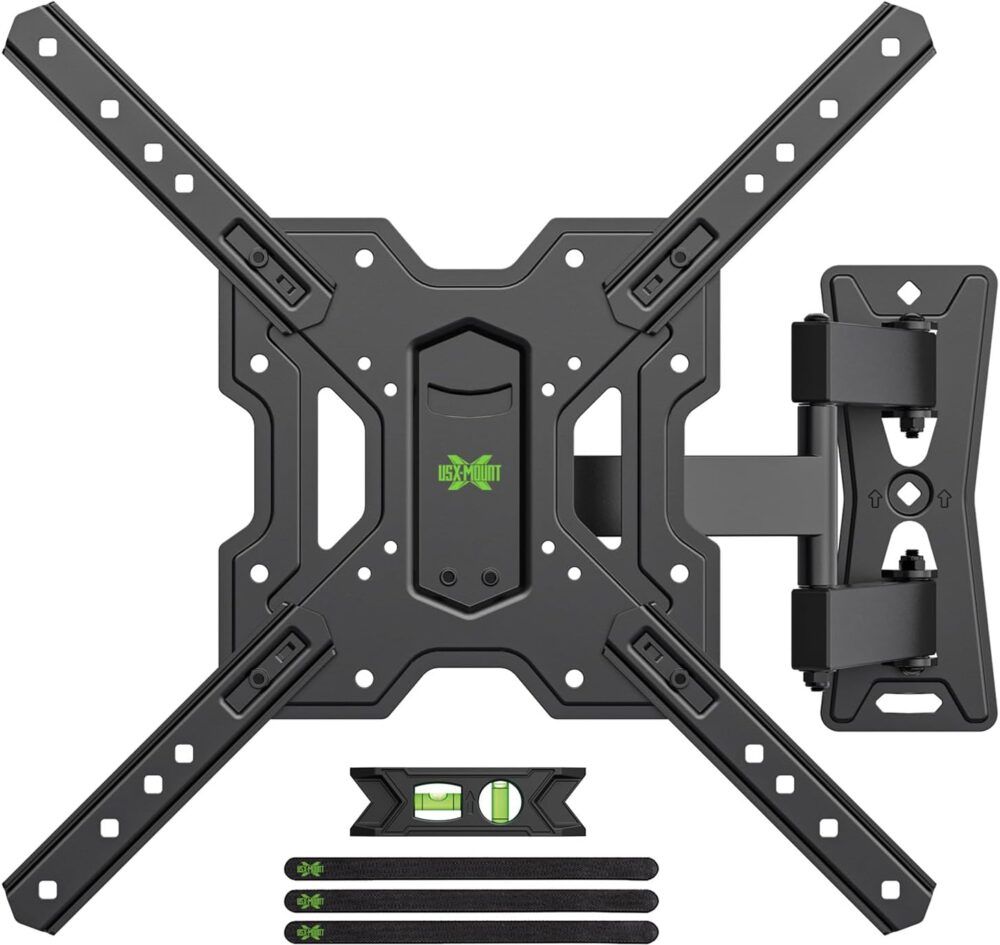 USX MOUNT UL Listed Full Motion TV Mount, Swivel Articulating Tilt TV Wall Mount for 26-55Inch LED, 4K, Wall Mount Bracket with VESA 400x400mm Up to 77lbs, Perfect Center Design -XMM006-1 - Image 2