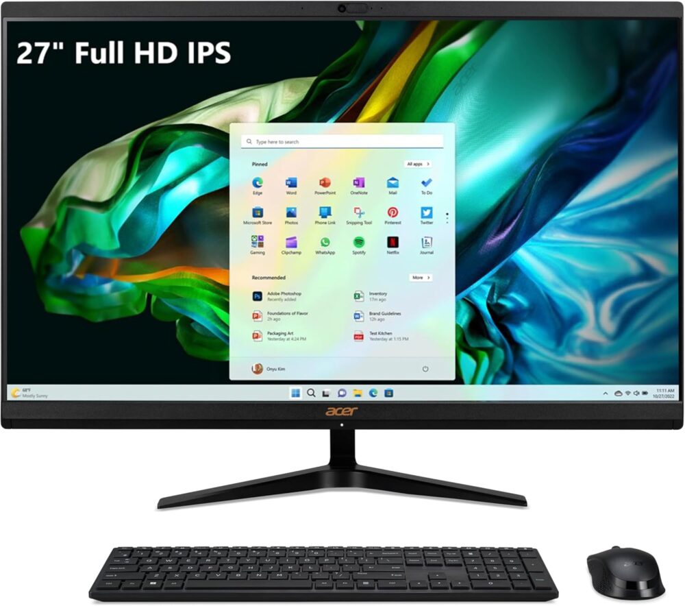 acer Aspire C27-1800-UR12 AIO Desktop | 27 Inch Full HD IPS Display | Intel Core i5-12450H | UHD Graphics | 16GB DDR4 | 1TB PCIe Gen 4 SSD | Wireless Wi-Fi 6E | Wireless Keyboard & Mouse - Image 2