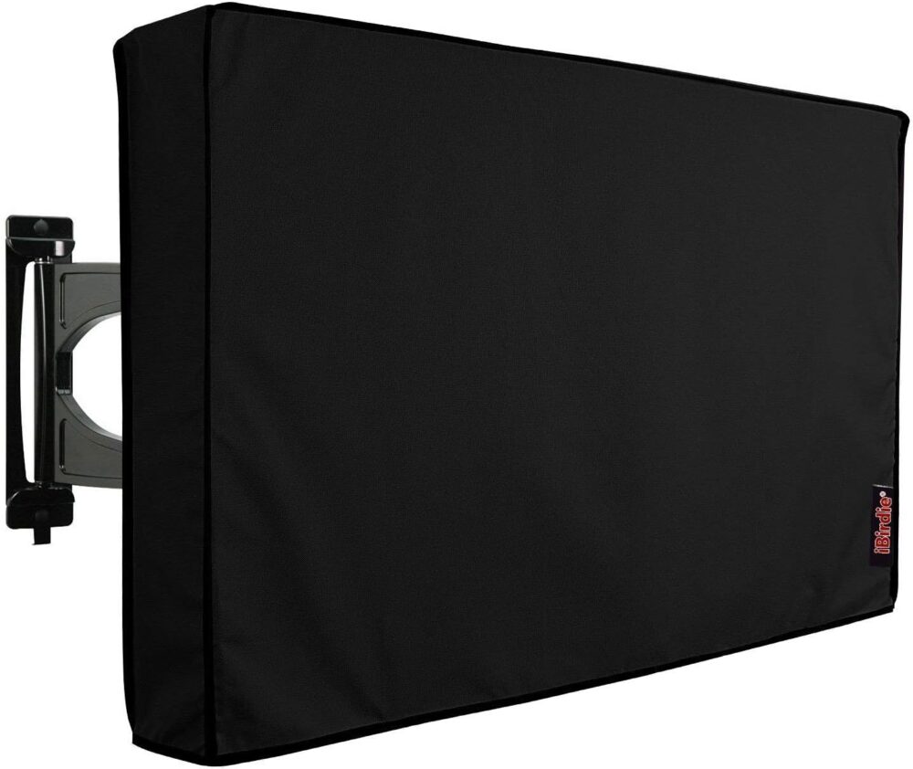 iBirdie Outdoor TV Cover 52 to 55 inch Weatherproof, Cover Size 52''L x 31''H, Waterproof for Outside Flat Screen 52 to 55 inch TV, Black, 600D Thick Fabric Screen Protector with Bottom - Image 2