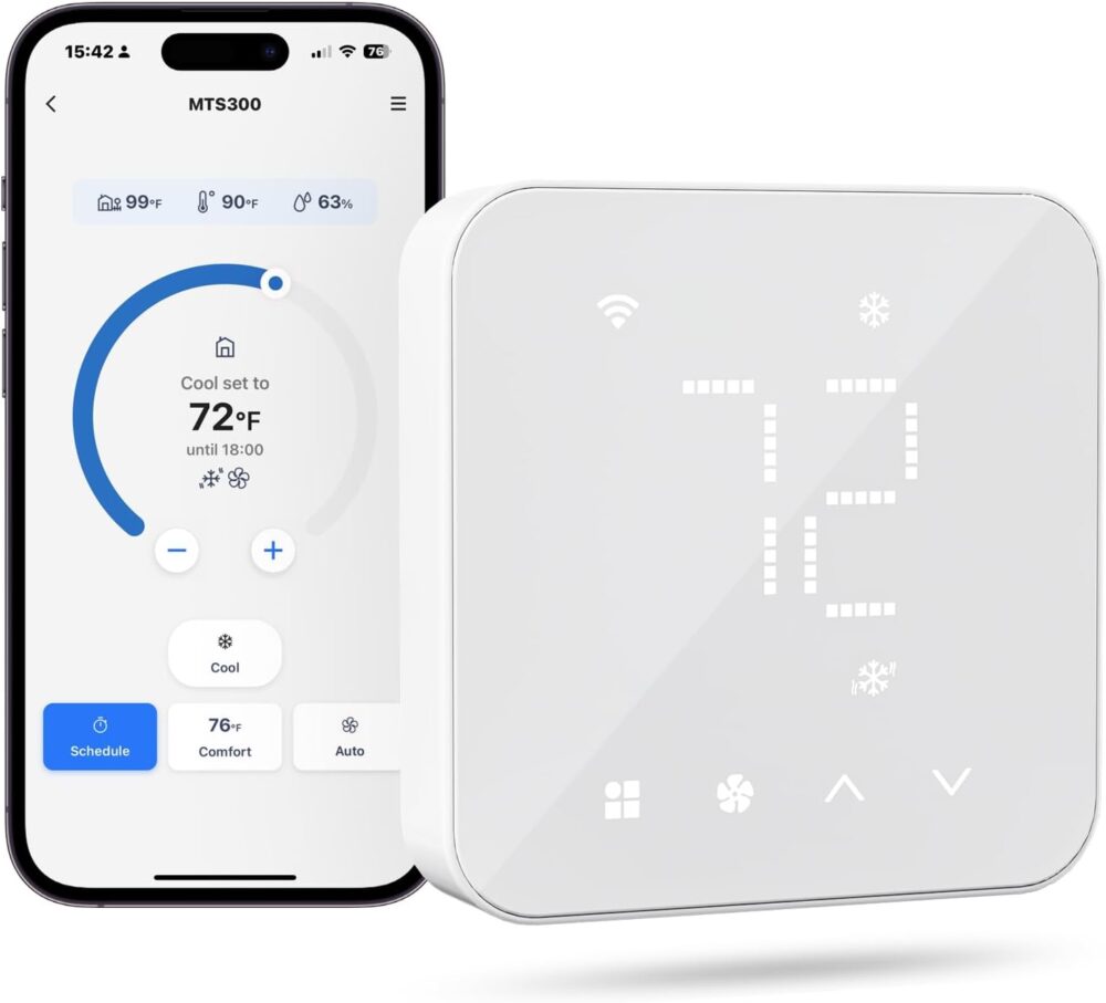 meross Smart Thermostat for Home, WiFi Thermostat Works with Matter, Alexa, Apple Home, Google Assistant, App & Voice Control, 7x24h Scheduling, Energy Saving, C-Wire Required - Image 2